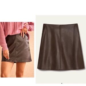 CAbi Dark Brown Leather Mini Skirt/skort